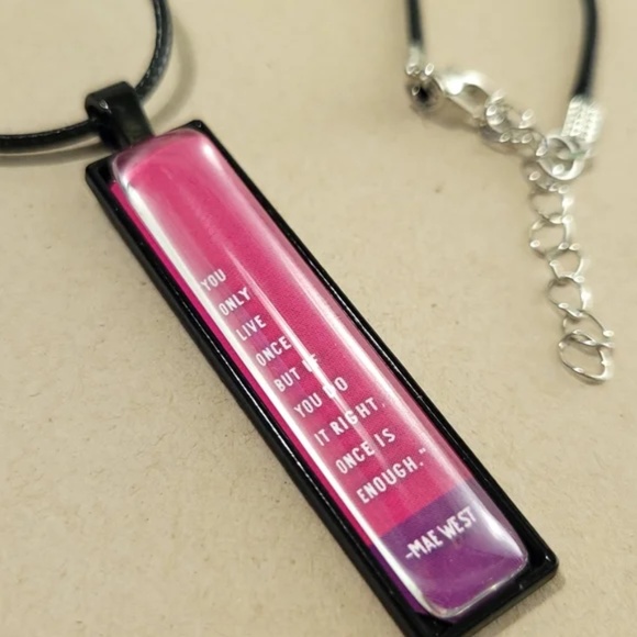 YOU ONLY LIVE ONCE Vertical Pendant Necklace - Picture 2 of 9